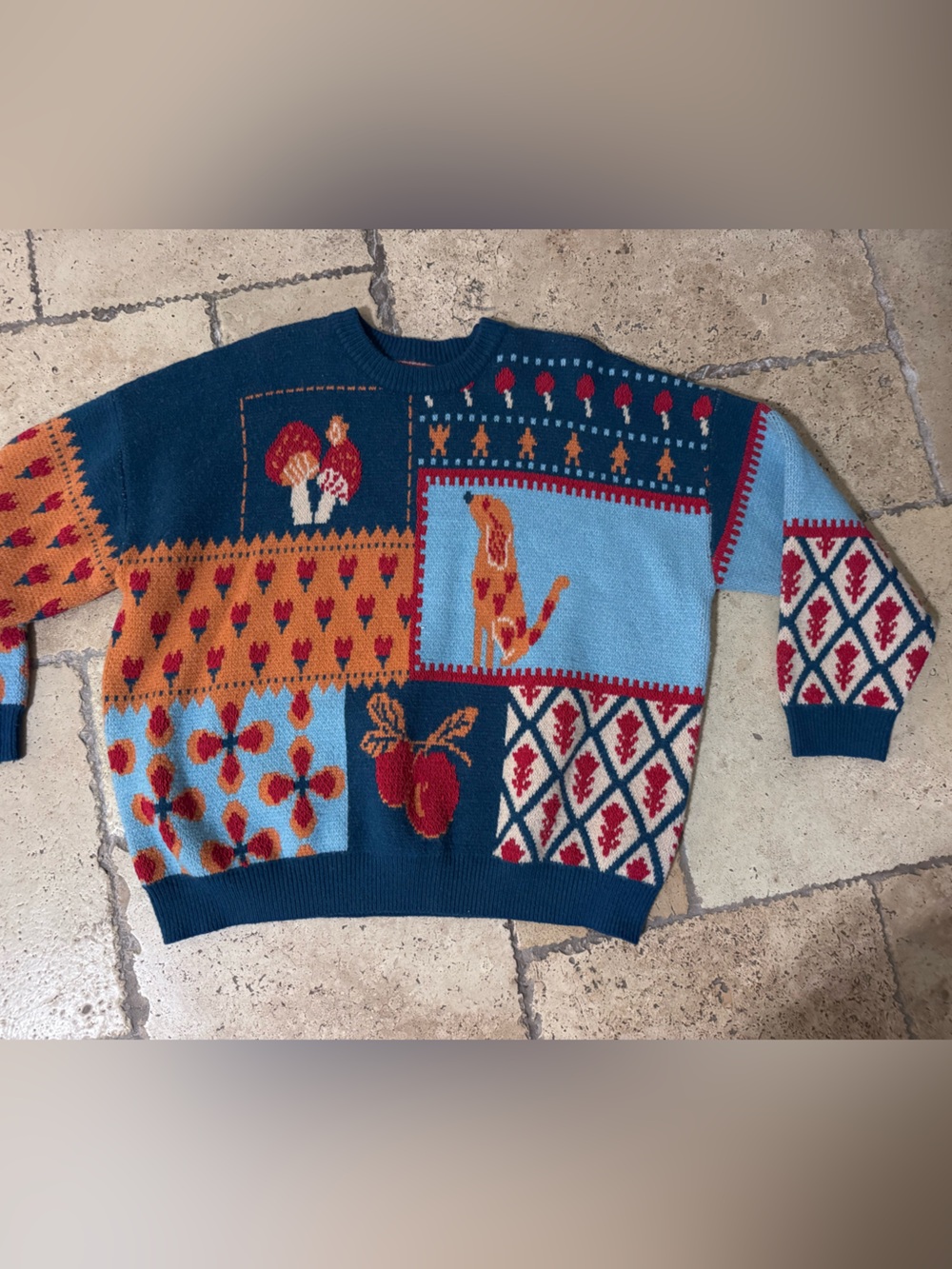 Cider mushroom dog cherrie crew neck sweater SZ 2XL